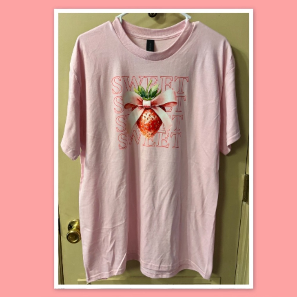 Women’s Strawberry Pink T-Shirt - Size Large - Short Sleeve